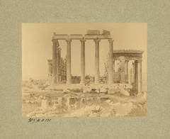 East facade of Erechtheion with Ionic columns on the Acropolis, Athens