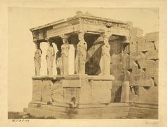 Erechtheion Tribune of the Caryatids southeast view with man sitting on steps