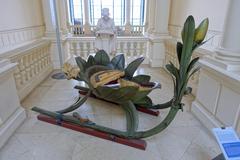 18th century tulip form sled exhibit at Cinquantenaire Museum in Brussels