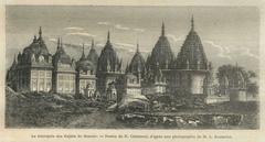 Drawing of the necropolis of the Maharajahs of Jhansi in Uttar Pradesh, India