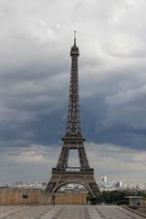Eiffel Tower in Paris with clear blue sky