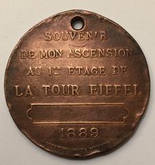 Souvenir medal from first floor ascent of Eiffel Tower 1889