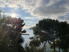 Sea view at Saint-Jean-Cap-Ferrat with coastline and blue sky
