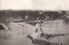 Historic Plaza Italia in 1904 with early 20th century architecture and street layout