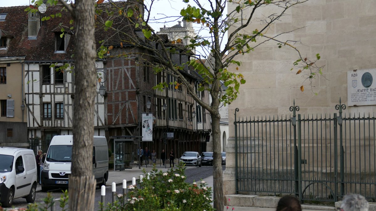 Cathédrale Saint-Pierre et Saint-Paul exterior view on Rue de la Cité in Troyes, France