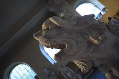 Detail of the false gargoyle from the Saint-Paul tower of Troyes Cathedral displayed at the Troyes Museum of Fine Arts