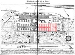 Historical site plan of Trabrennplatz-Krieau area including Rotunde and Industriepalast in Vienna 1873
