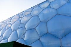 Beijing National Aquatics Centre exterior view with distinctive bubble-like architecture