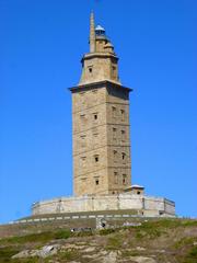 Hercules Tower lighthouse in A Coruña at sunset
