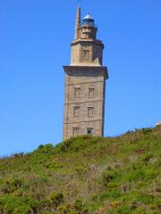 Torre de Hércules lighthouse in A Coruña, Spain at sunset