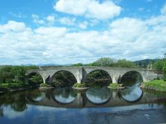 Panoramic view of Stirling Bridge over the River Forth in Stirling, Scotland under clear sky