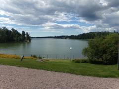 View of Laajalahti Bay from Tamminiemi overlooking sea and shoreline