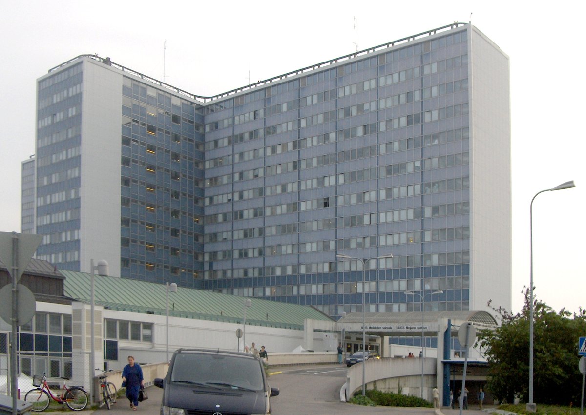 Helsinki University Central Hospital exterior view in Helsinki Finland