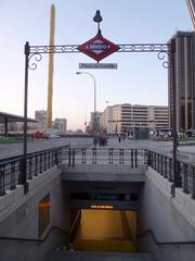Estación de Plaza de Castilla Metro station entrance in Madrid with modern architectural design