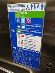 Elevator signage in Plaza de Castilla Metro station Madrid