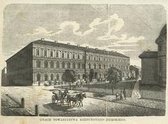 Historic building of Gmach Towarzystwa Kredytowego Ziemskiego with classical architectural features