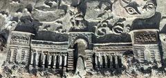 Detail of Ruth Asawa's 1972 San Francisco Fountain featuring Legion of Honor surmounted by Rodin's Thinker sculpture