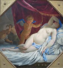 Sleeping Venus reclining peacefully in classical setting by Eustache Le Sueur