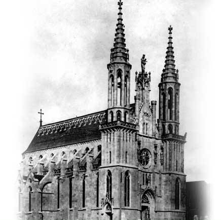 Exterior view of Church of the Blessed Virgin Mary's Immaculate Conception with Gothic architecture