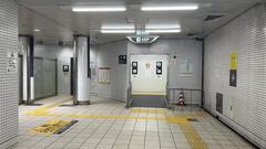 Kyoto Municipal Subway Misasagi Station interior view with passengers and signage