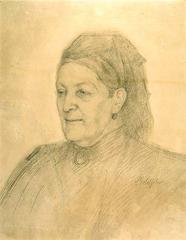 Portrait of elderly Aurora Karamzin drawn in pencil by Albert Edelfelt in late 1890s