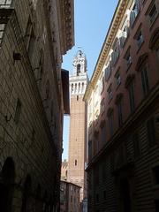 Torre del Mangia viewed from Via Rinaldini in Siena, Italy