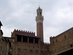 Rear facade of Palazzo Pubblico in Siena with Torre Mangia