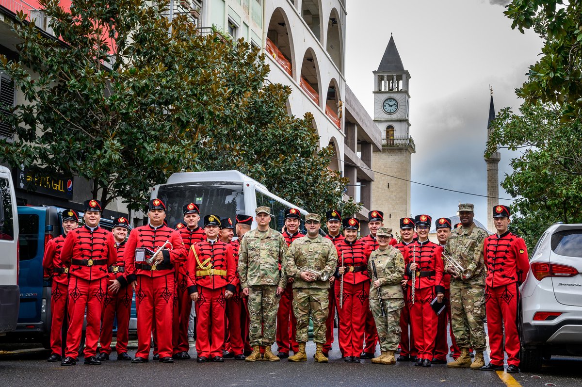 63rd Army Band and Albanian Armed Forces Band performing together for Tirana Liberation Day