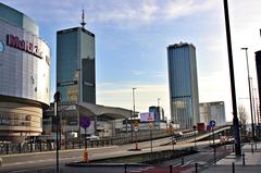 Warsaw city skyline with Vistula river and historic buildings