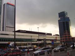 Warsaw cityscape during Easter 2008 with festive decorations