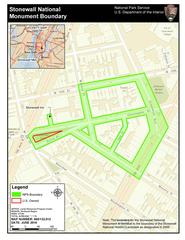 Map showing the boundaries of Stonewall National Monument in 2016