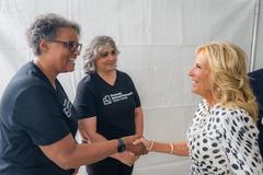 First Lady Jill Biden greeting co-founders of Stonewall National Monument Visitor Center at opening ceremony in New York City, June 28, 2024