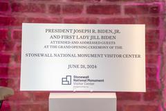 Plaque commemorating President Joe Biden and First Lady Jill Biden at Stonewall National Monument Visitor Center opening