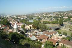 Old Tbilisi historic district with traditional architecture and view of the cityscape