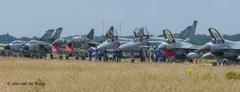 Front view of military flightline at Kleine Brogel Air Base in 2007 during OIE Operational Integration Exercise