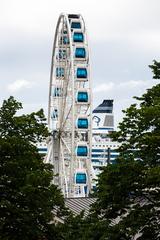Finnair Skywheel illuminated at night in Helsinki, Finland