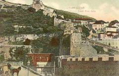 Old postcard of Gibraltar showing Landport Gate and Moorish Castle