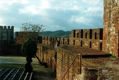 Interior view of the historic Moorish Castle with stone walls and arches