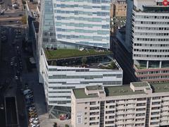 Lower part of Złota 44 apartment building seen from the observation deck at the XXX floor of the Palace of Culture and Science in Warsaw