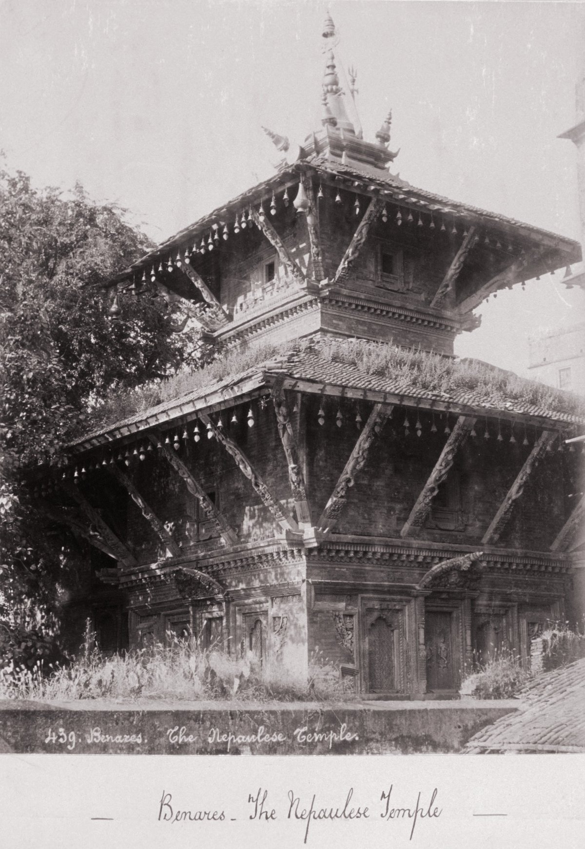 Albumen print photograph of Nepalese Temple in Benares, India, taken in late 1860s