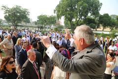 U.S. Secretary of State Rex Tillerson meeting Mission India Personnel at U.S. Embassy in New Delhi on October 25, 2017