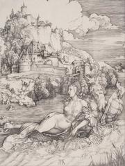 The Sea Monster by Albrecht Dürer, depicting a mythical sea creature seizing two nude women