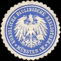 Royal Paulinische Library sealing stamp in blue and white, embossed
