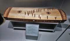 Zhetigen traditional musical instrument displayed at the Museum of Folk Musical Instruments in Almaty