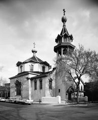 Exterior view of Holy Trinity Russian and Greek Orthodox Church in Chicago