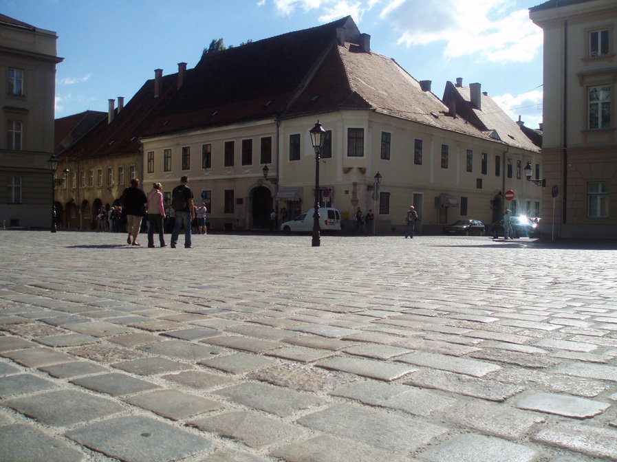 St. Mark's Square in Zagreb with colorful historic buildings and a church