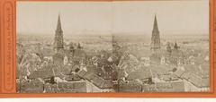 Historic stereophoto of Freiburg's Munster cathedral taken by G. Th. Hase between 1860 and 1890