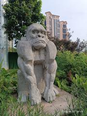 Stone statue of an orangutan at Shenzhen Wildlife Zoo on XiLiHu Road in Nanshan, Shenzhen in June 2025