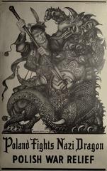 Arthur Szyk 1943 WWII poster Poland fights Nazi dragon Polish war relief Anti-Nazi drawing illustration