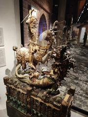 Sculpture at Medelhavsmuseet depicting a figure and a dragon